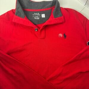 NEW Polo Ralph Lauren Mock Neck Button Pullover Red Size Medium